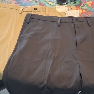 NWT STYLUS Dark Gray & Khaki Performance Chino Shorts 48